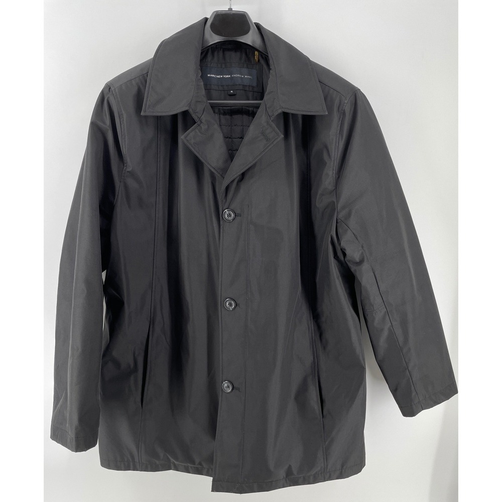 Marc NY Andrew Marc Jacket Mens XL Black Quilted Lined Button Up Wool Blend Coat